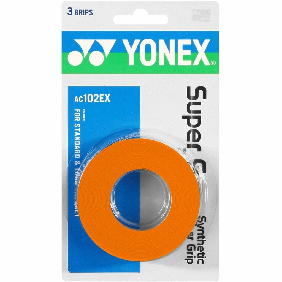 New 🥰 Yonex AC102EX Super Grap Overgrips Pack Of 3 Orange 🛒 1 New 🥰 Yonex AC102EX Super Grap Overgrips Pack Of 3 Orange 🛒