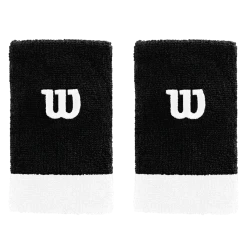 Cheap 💯 Wilson Extra Wide W Wristband Pack Of Two Black White 😍