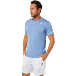 Best deal 😀 Asics Men's Court SS Tee Blue Harmony 🥰 -Adidas Shop CTAC24721CourtSSTeeBlueHarmony P3