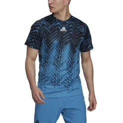 Top 10 🛒 Adidas Men's Freelift Primeblue Print Tee Black Sonic Aqua ✨