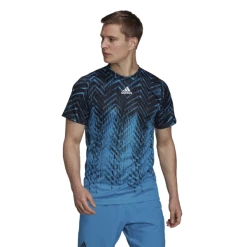 Top 10 🛒 Adidas Men's Freelift Primeblue Print Tee Black Sonic Aqua ✨ -Adidas Shop CTAD24260Freeliftprintteeblue P6