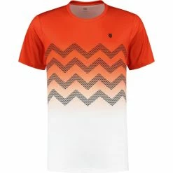 Promo 🎉 K-Swiss Men's Hypercourt Print Crew Tee 2 Spicy Orange White ✨