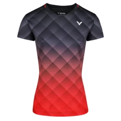Best Sale ⌛ Victor 👩 Women's T-14100 C T-Shirt Black Red 🔥
