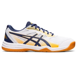 Best Sale 👏 Asics Men's Upcourt 5 Indoor Court 👞 Shoe White Deep Ocean 😀