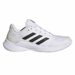 Best Sale 🎁 Adidas 👩 Women's Novaflight Indoor Court 👟 Shoes White Silver Metallic ⌛