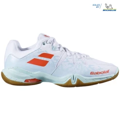 New 🎁 Babolat Shadow Spirit 👩 Women's Indoor 👟 Shoes White Light Blue ✔️